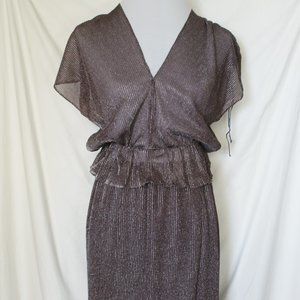Vintage Carol Anderson Top Skirt Set Purple Gray Silver Metallic Size 7/8 Peplum